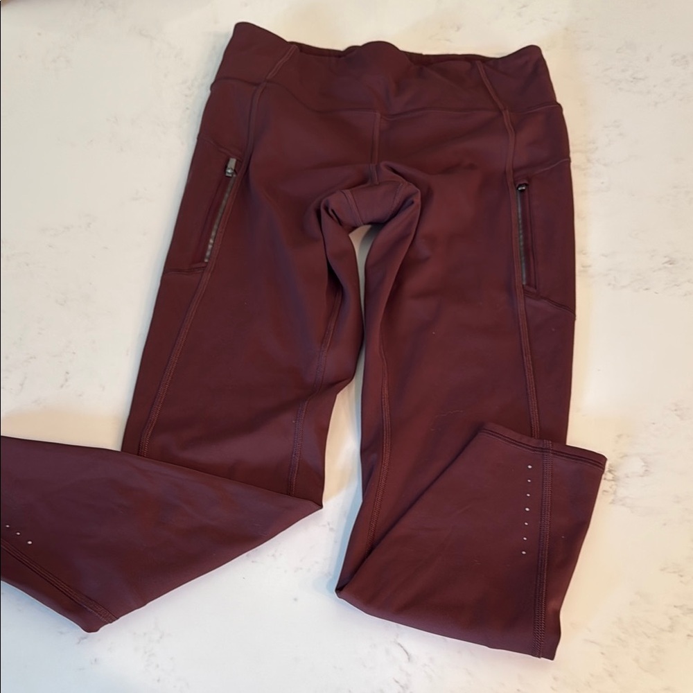 Burgundy Athleta Rainier Leggings
